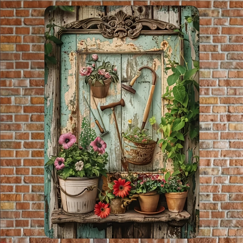 Home Office With Library - Placa de metal vintage com estampa
