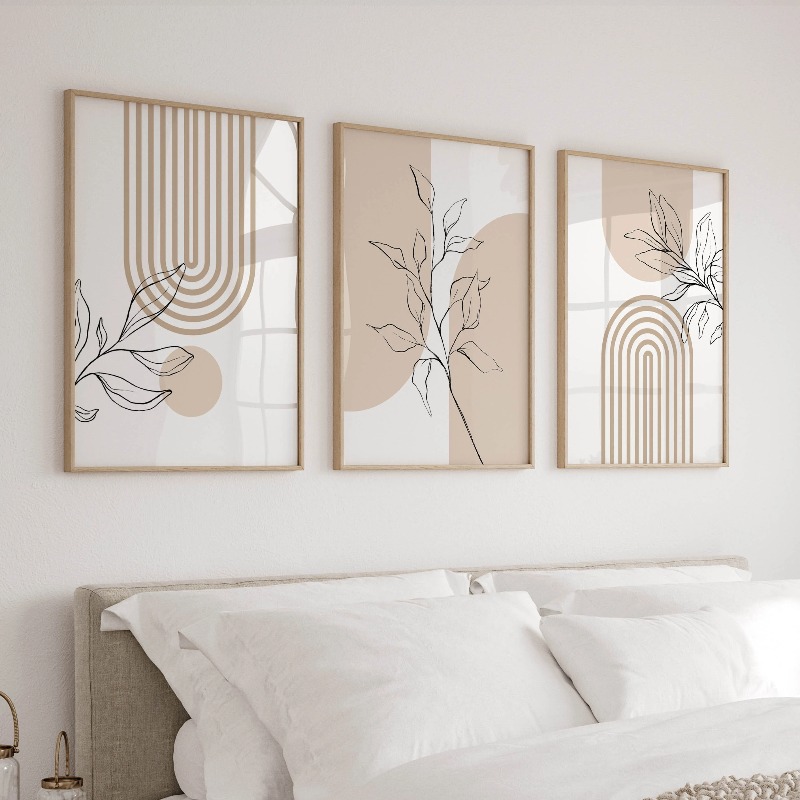 Home Office Minimalist - Impressões de Arte de Parede Neutras