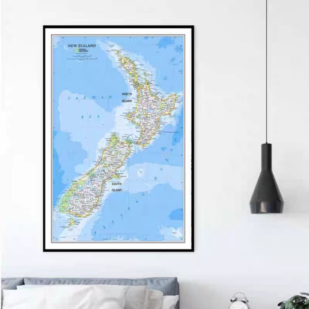 Home Office With Library - Grande Mapa da Nova Zelândia em